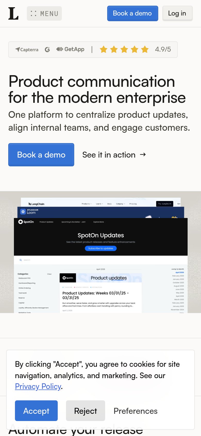 LaunchNotes mobile capture for Mobile web