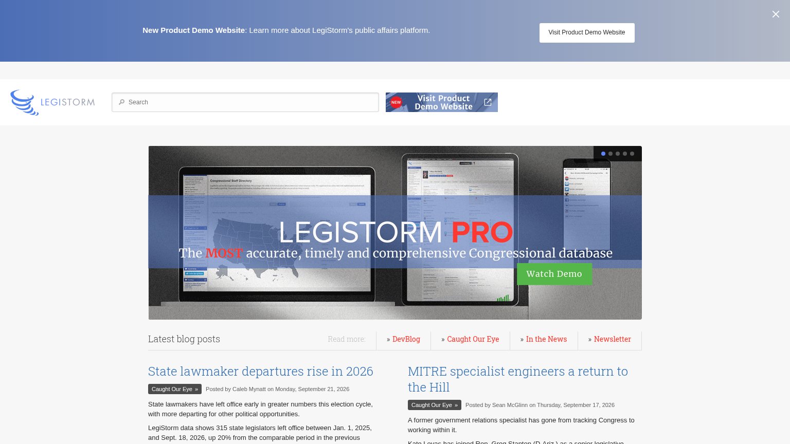 LegiStorm desktop capture for Information hierarchy