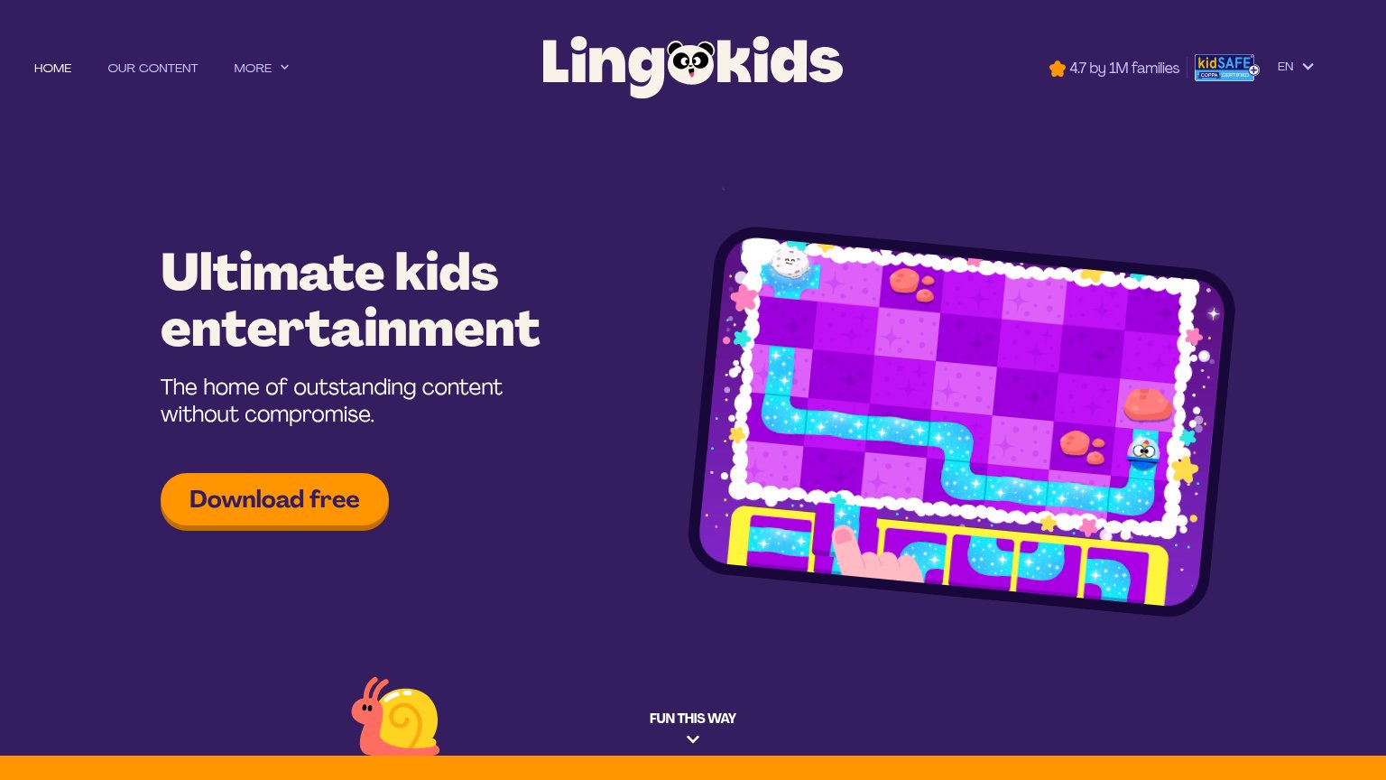 Lingokids desktop capture for Information hierarchy