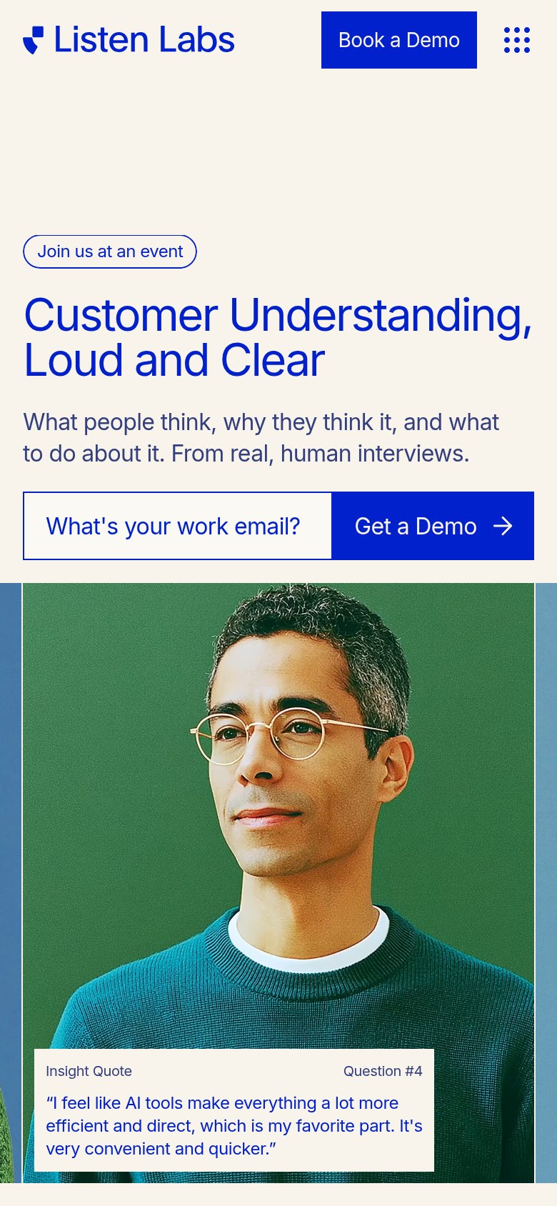Listen Labs mobile capture for Mobile web