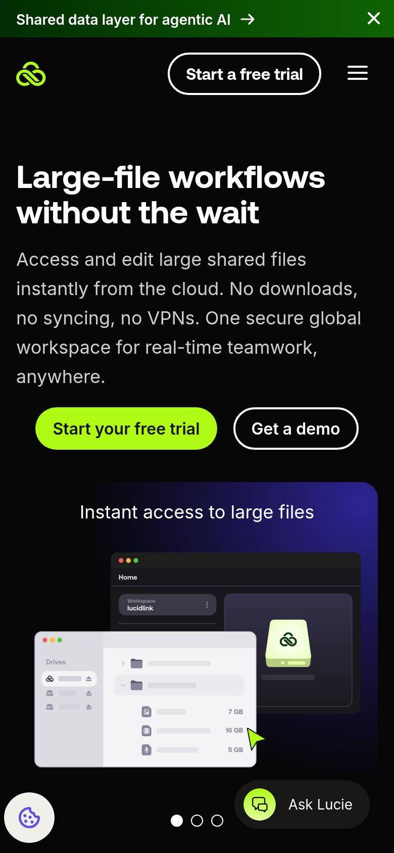 LucidLink mobile capture for Mobile web