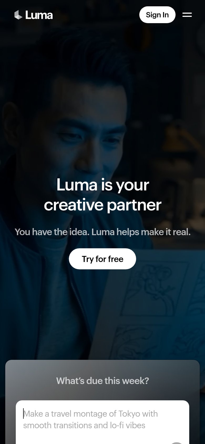 Luma Dream Machine mobile capture for Mobile web