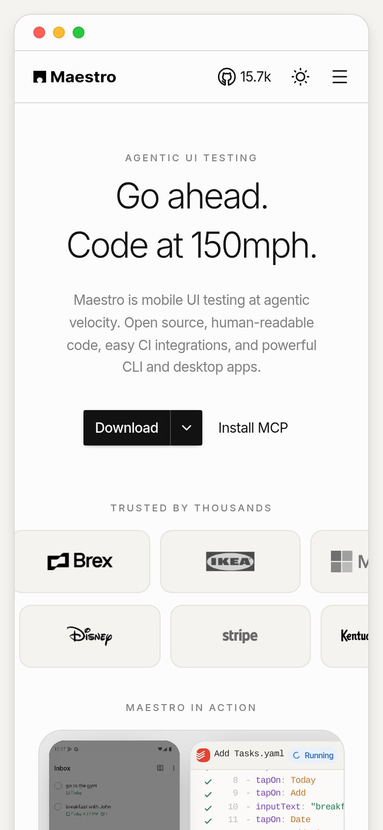 Maestro mobile capture for Mobile web