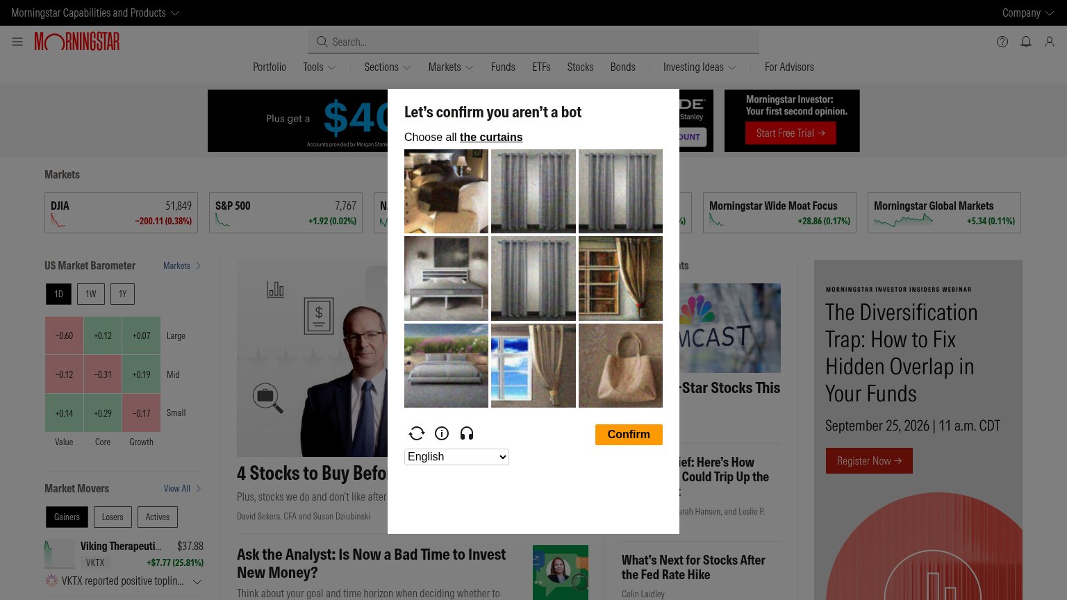 Morningstar Investor desktop capture for Trust