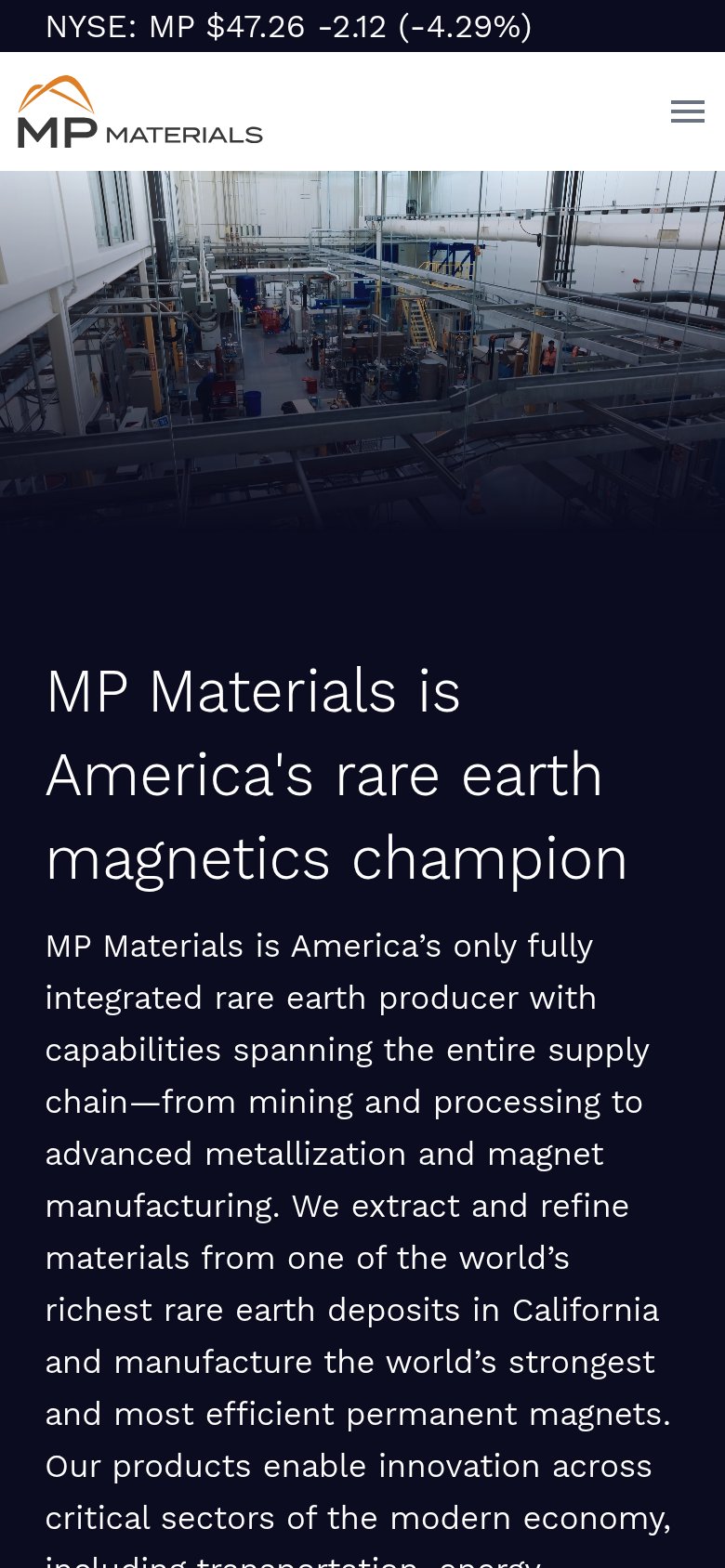MP Materials mobile capture for Mobile web