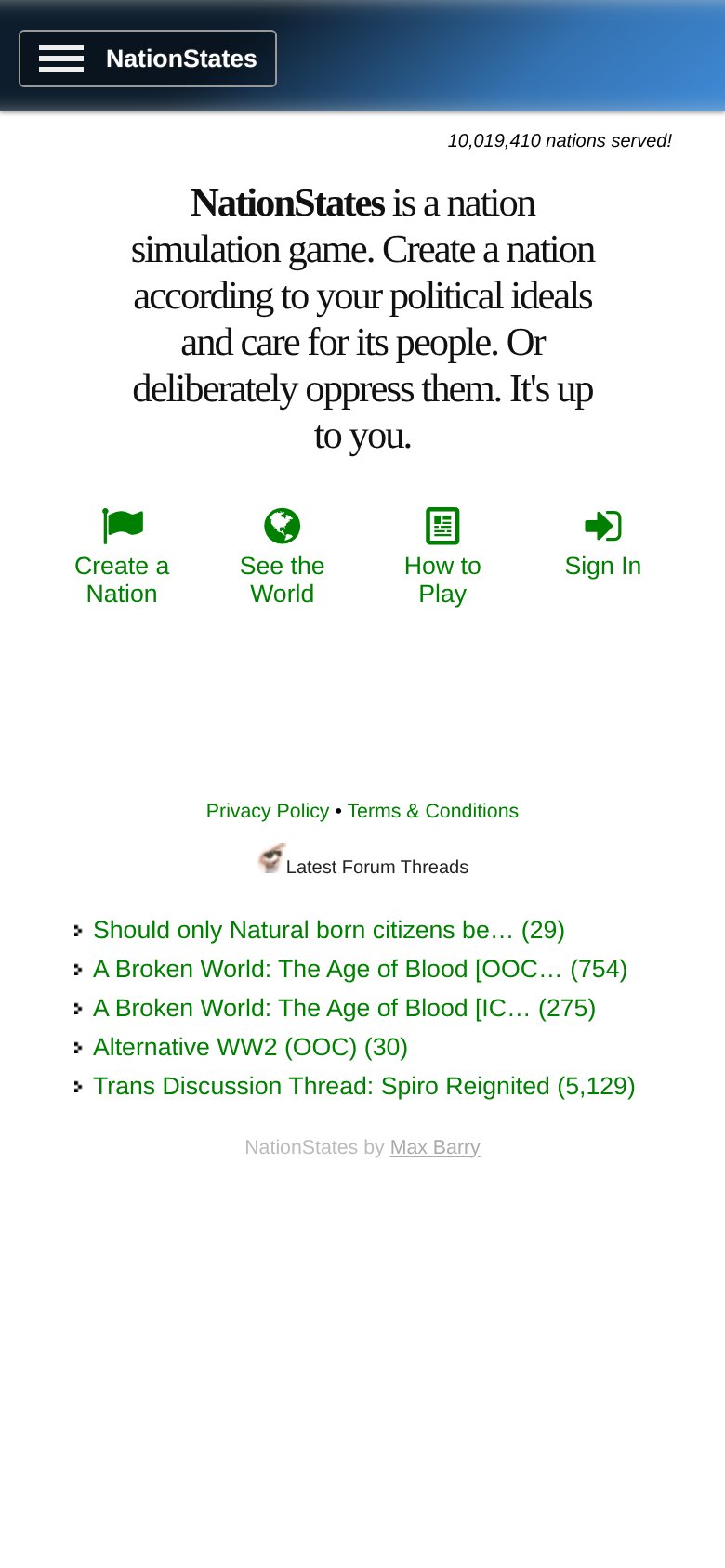 NationStates mobile capture for Mobile web