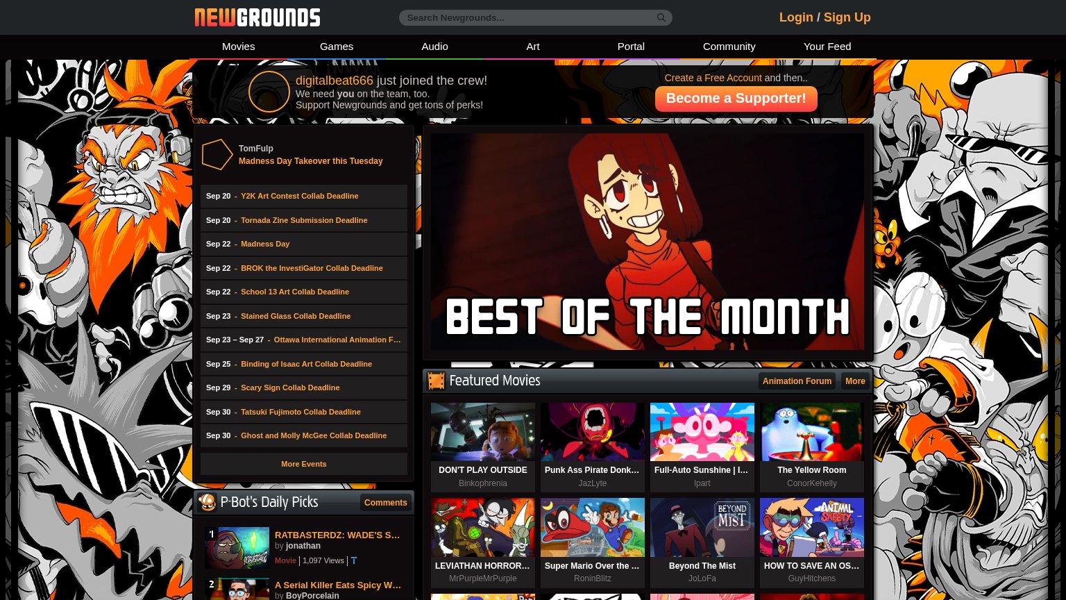Newgrounds desktop capture for Information hierarchy