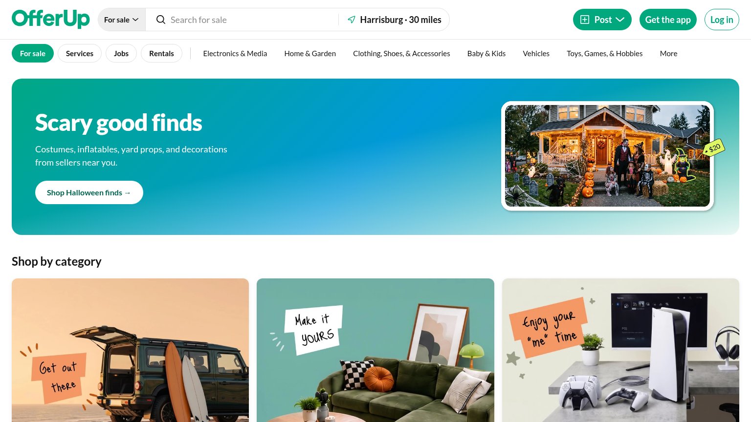 OfferUp desktop capture for Information hierarchy