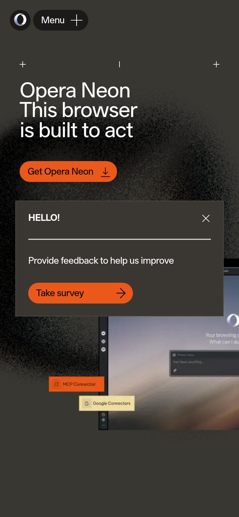 Opera Neon mobile capture for Mobile web