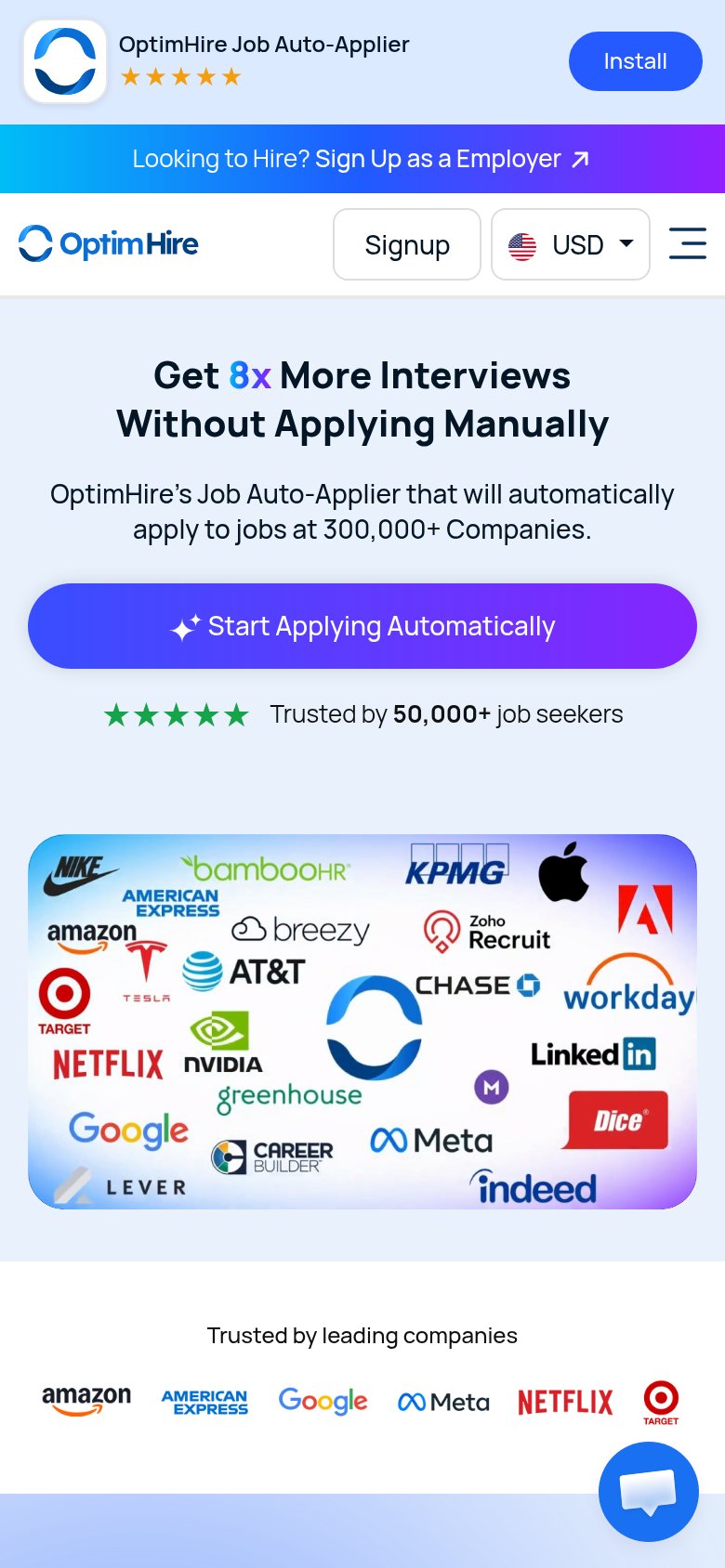 OptimHire (OptimAI Recruiter) mobile capture for Mobile web