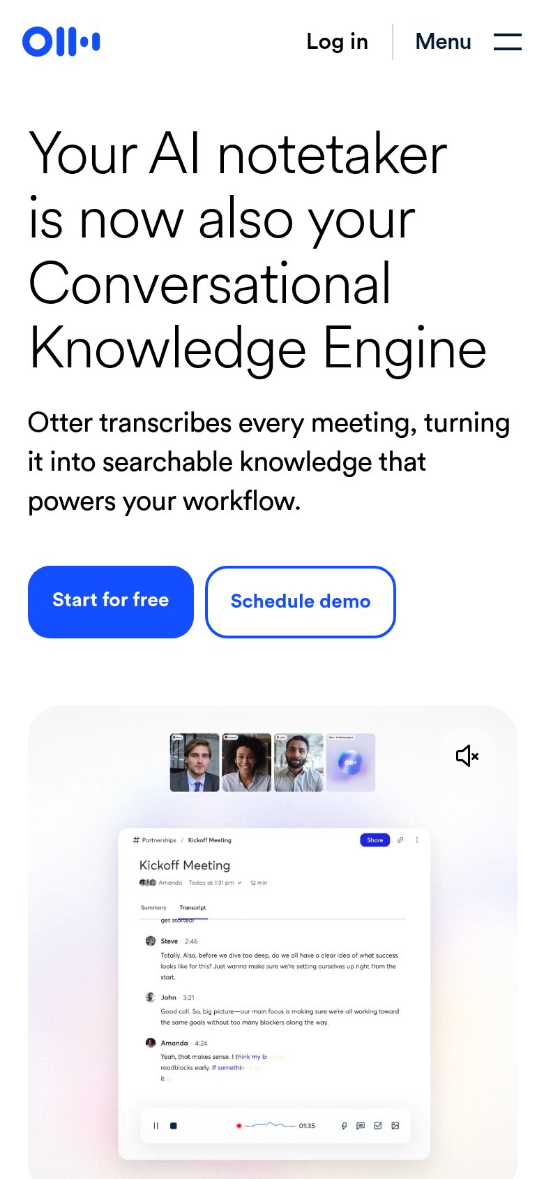 Otter.ai mobile capture for Mobile web