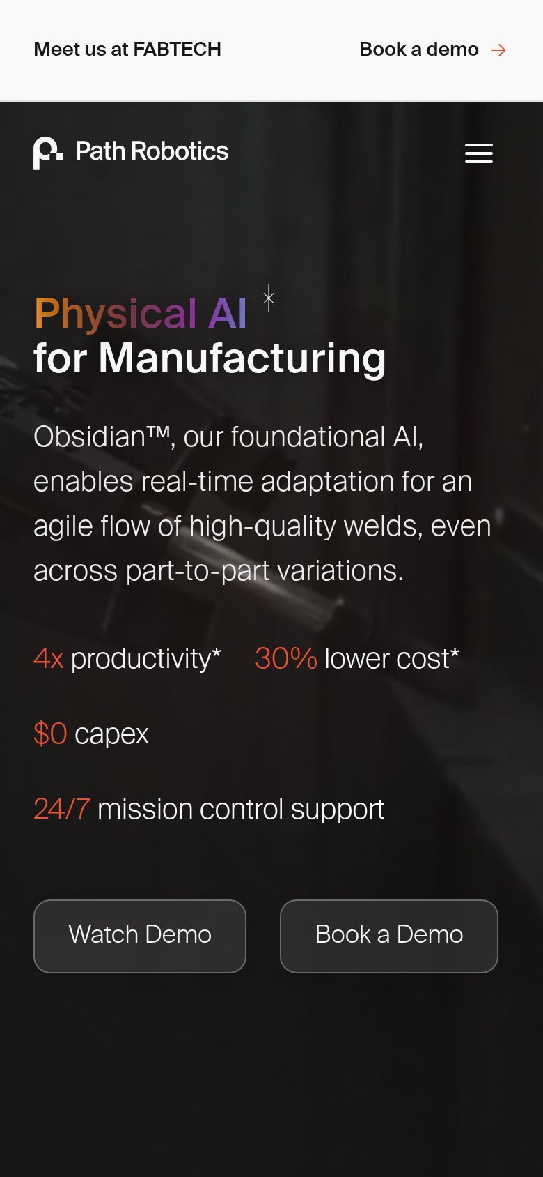 Path Robotics mobile capture for Mobile web