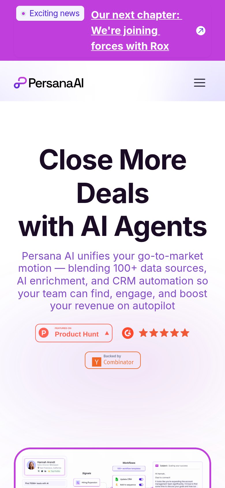 Persana AI mobile capture for Mobile web