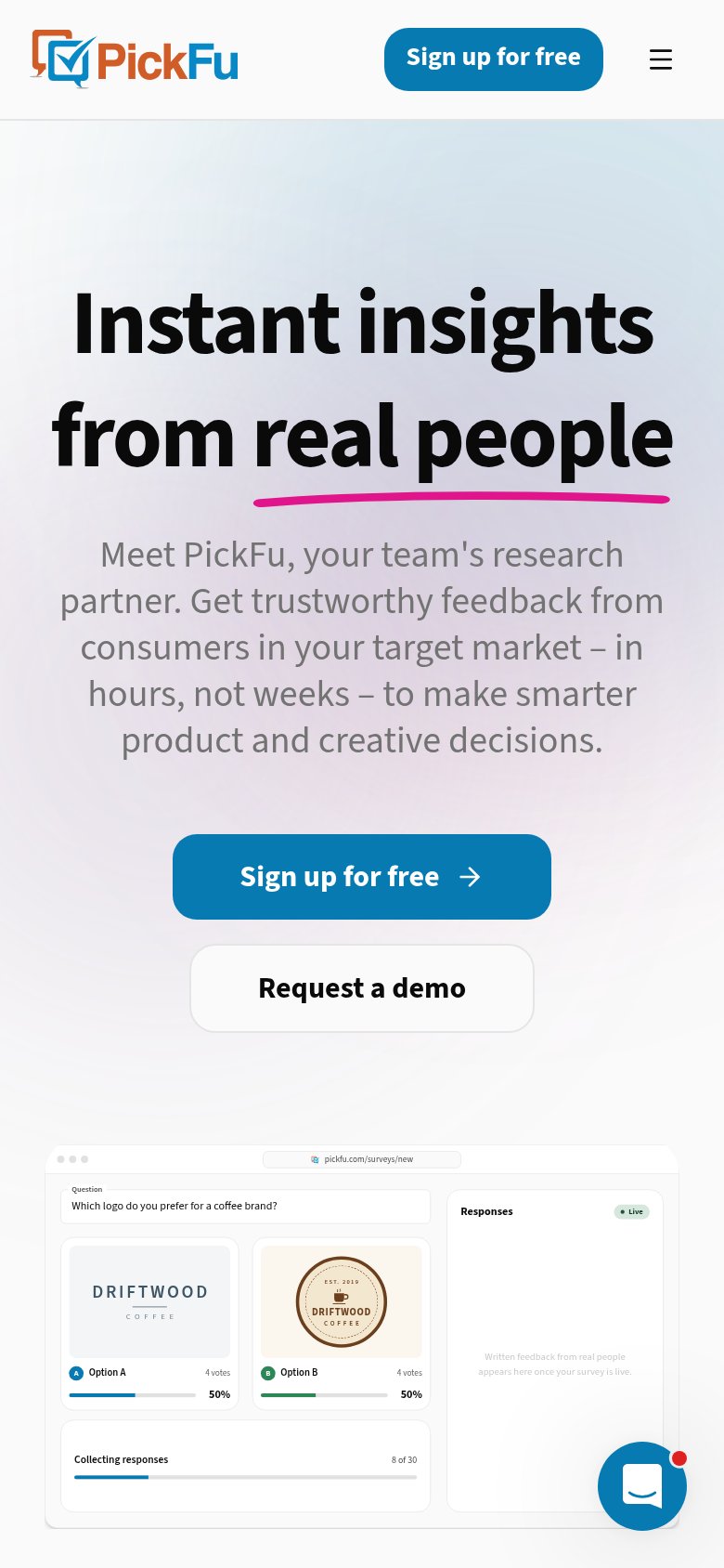 RapidPitch (Pitch Deck feedback) — PickFu mobile capture for Mobile web