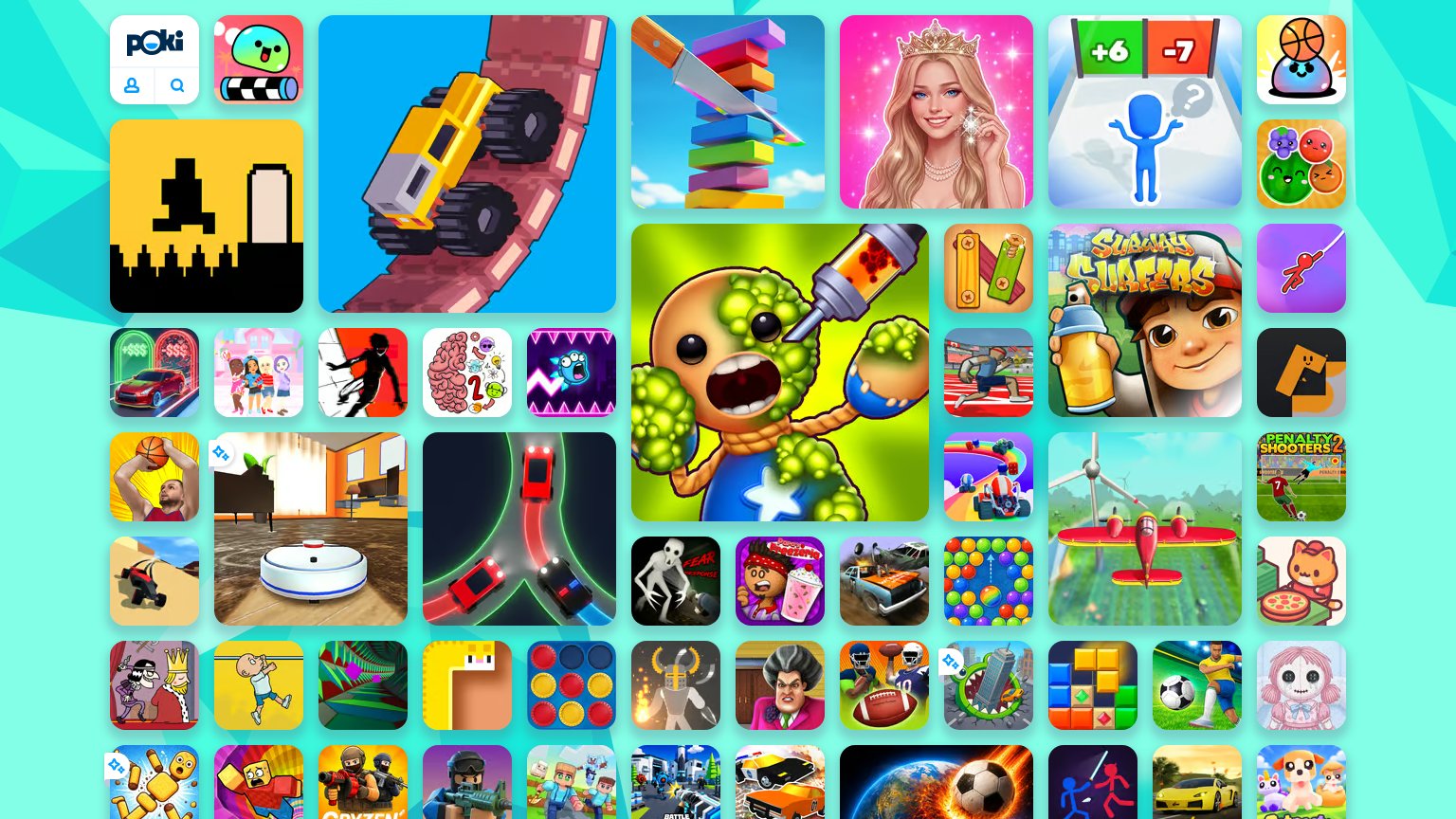 Poki (with playful web games hub) desktop capture for Information hierarchy
