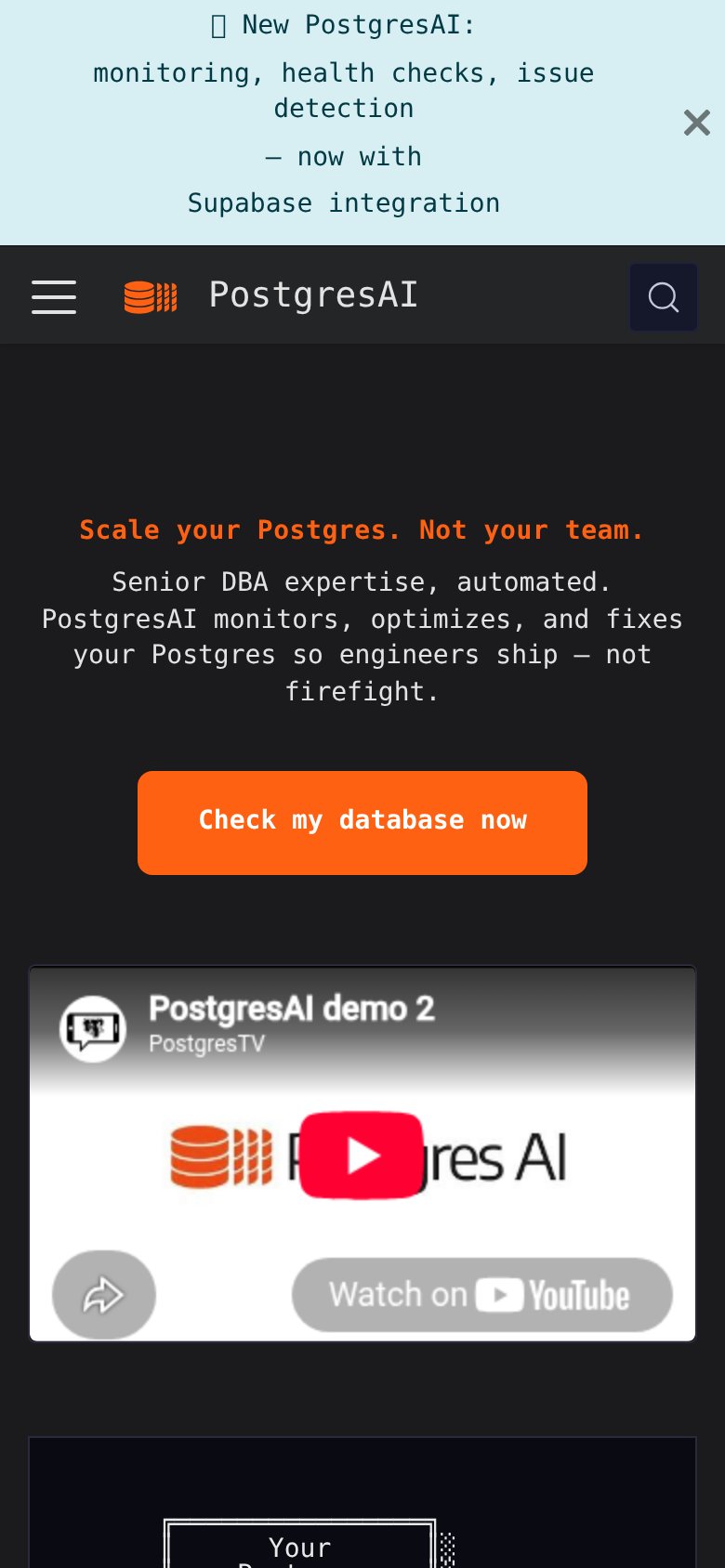 DBLab (Database Lab Engine by Postgres.ai) mobile capture for Mobile web