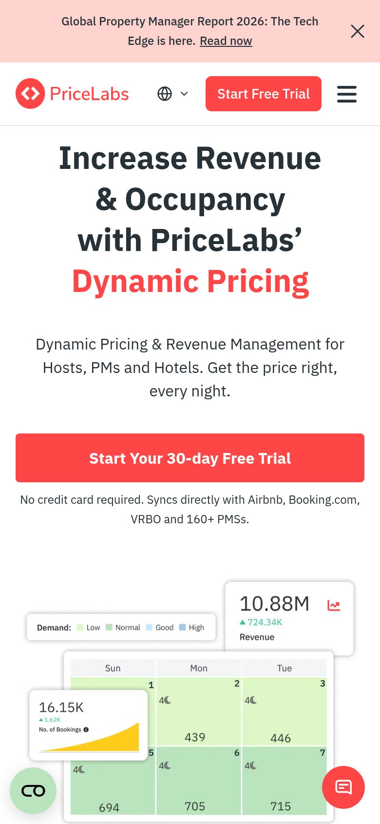 PriceLabs Market Dashboards mobile capture for Mobile web