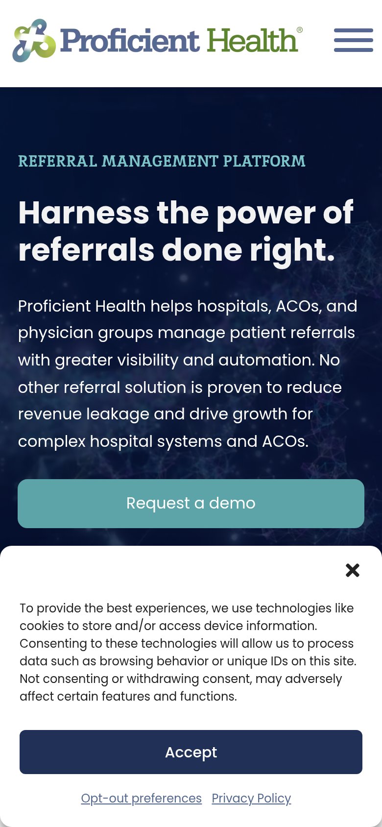 px (Patient Experience) — Referral Automation by Holon/alternative — Proficient mobile capture for Mobile web