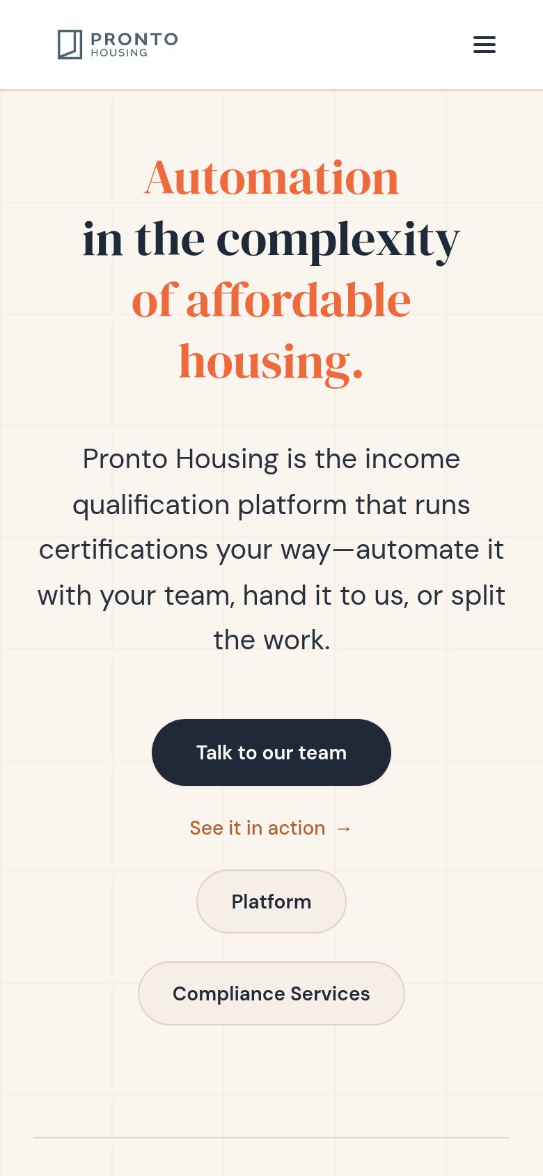 Pronto Housing mobile capture for Mobile web
