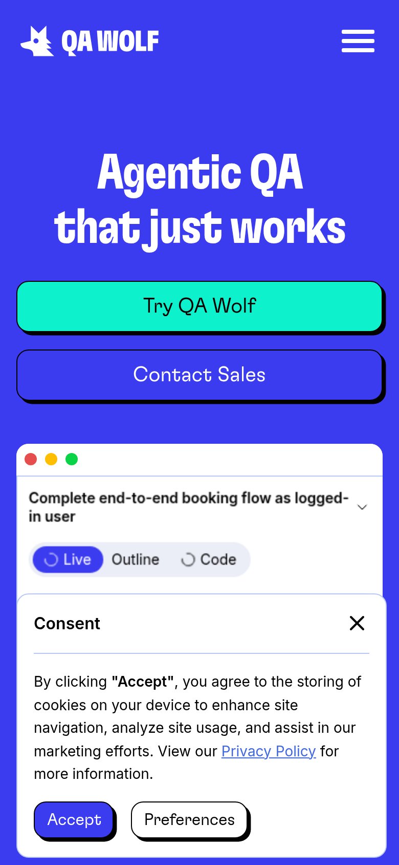 QA Wolf mobile capture for Mobile web