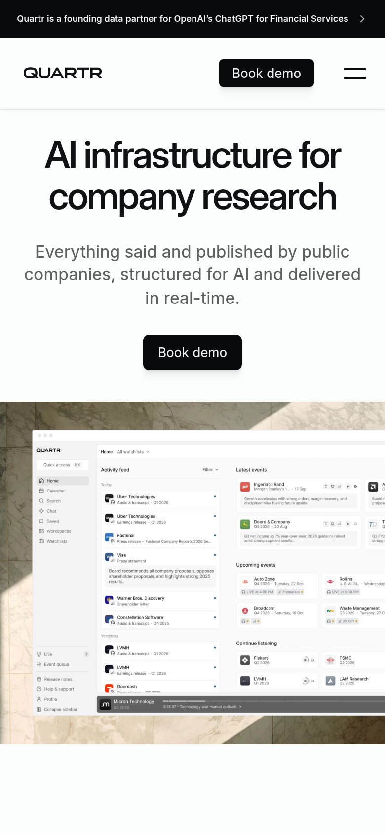 Quartr mobile capture for Mobile web