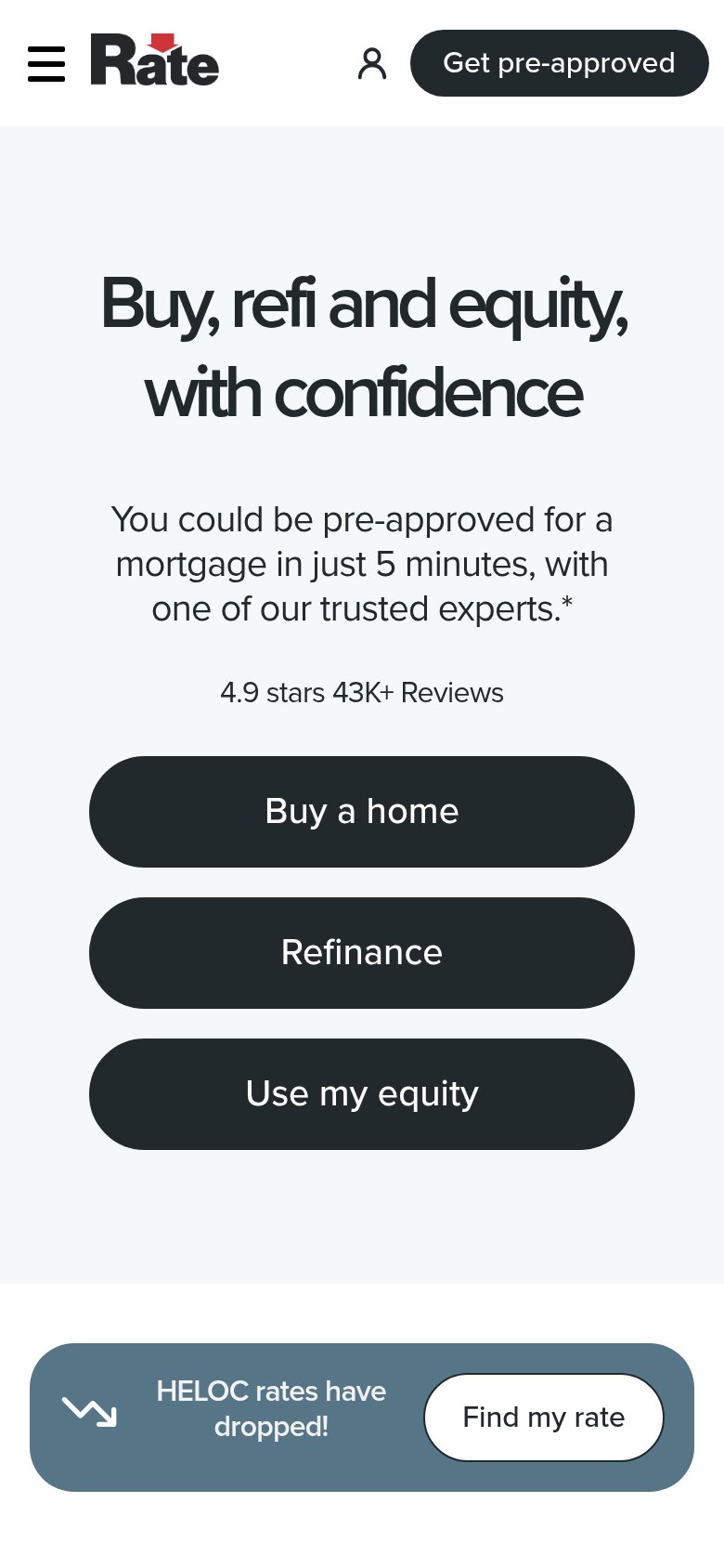 Rate (formerly Guaranteed Rate) mobile capture for Mobile web