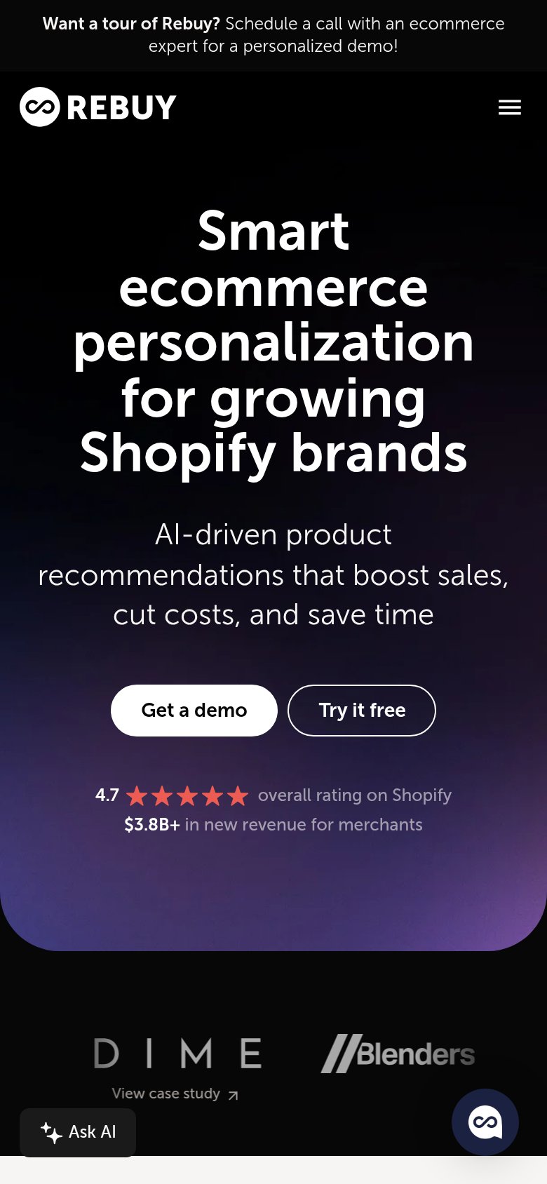 Rebuy mobile capture for Mobile web