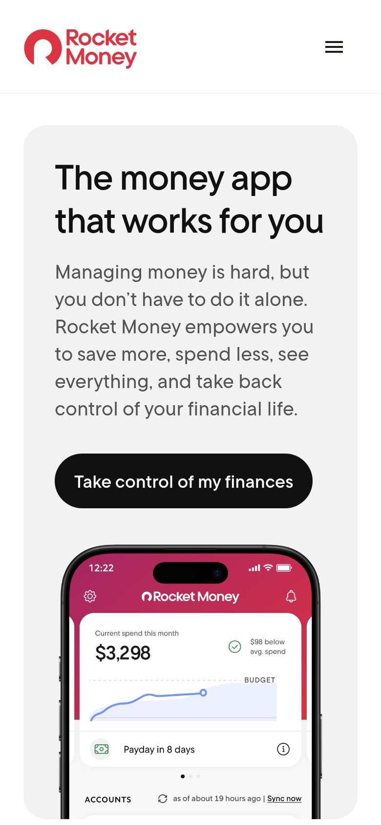 Rocket Money mobile capture for Mobile web