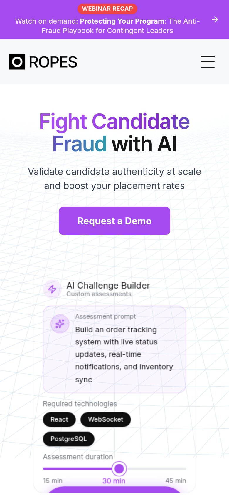 Ropes AI mobile capture for Mobile web