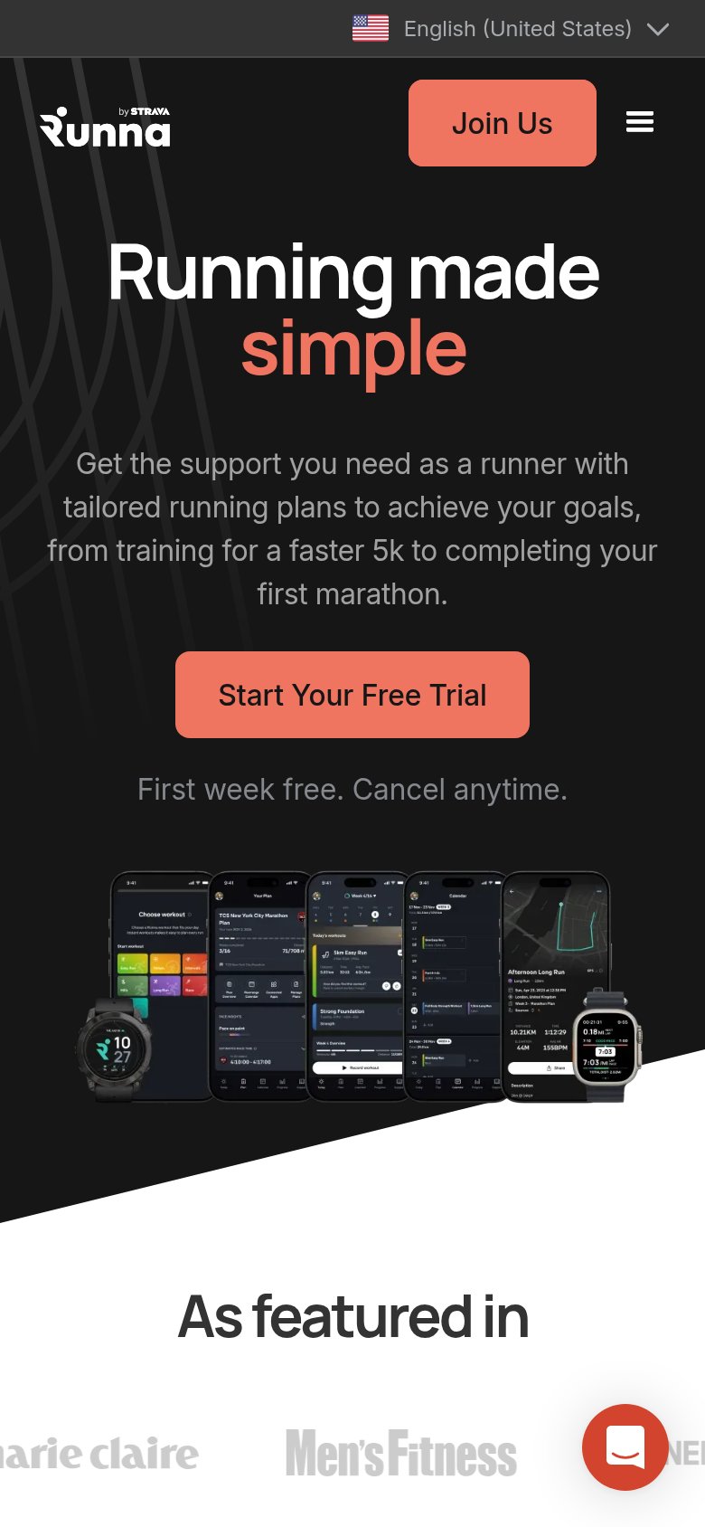 Runna mobile capture for Mobile web