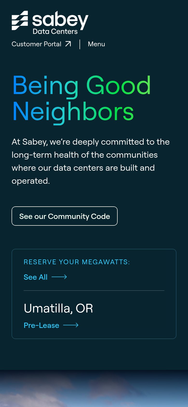Sabey Data Centers mobile capture for Mobile web