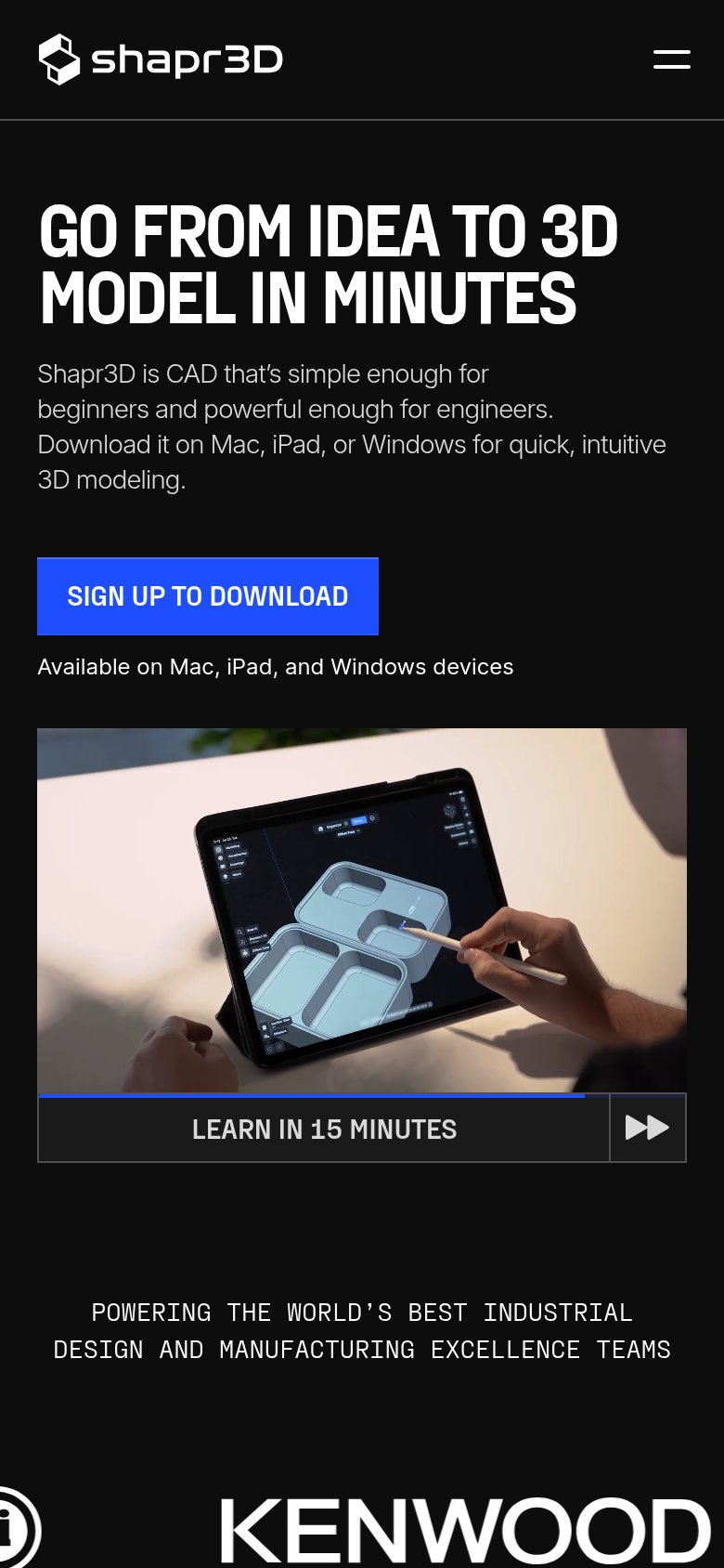Shapr3D mobile capture for Mobile web