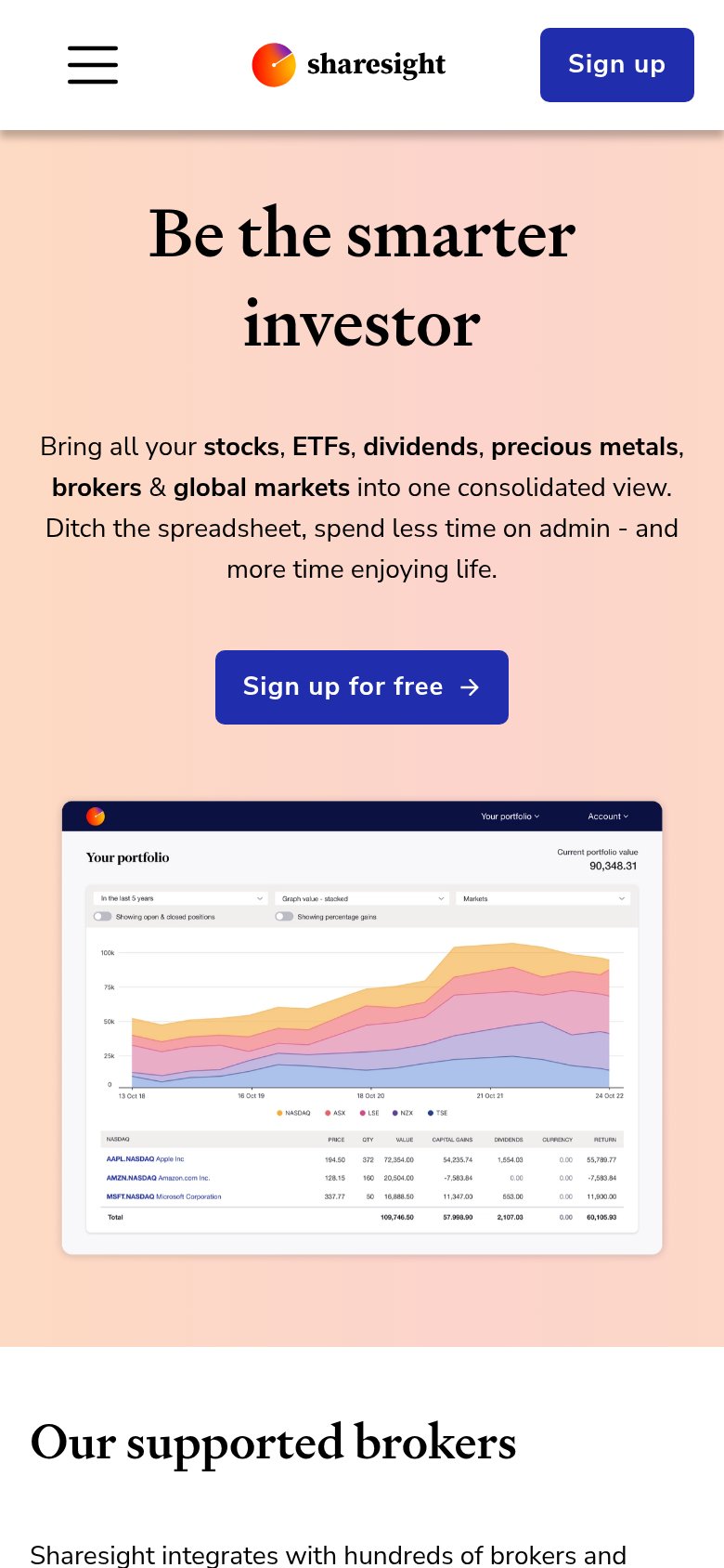 Sharesight mobile capture for Mobile web