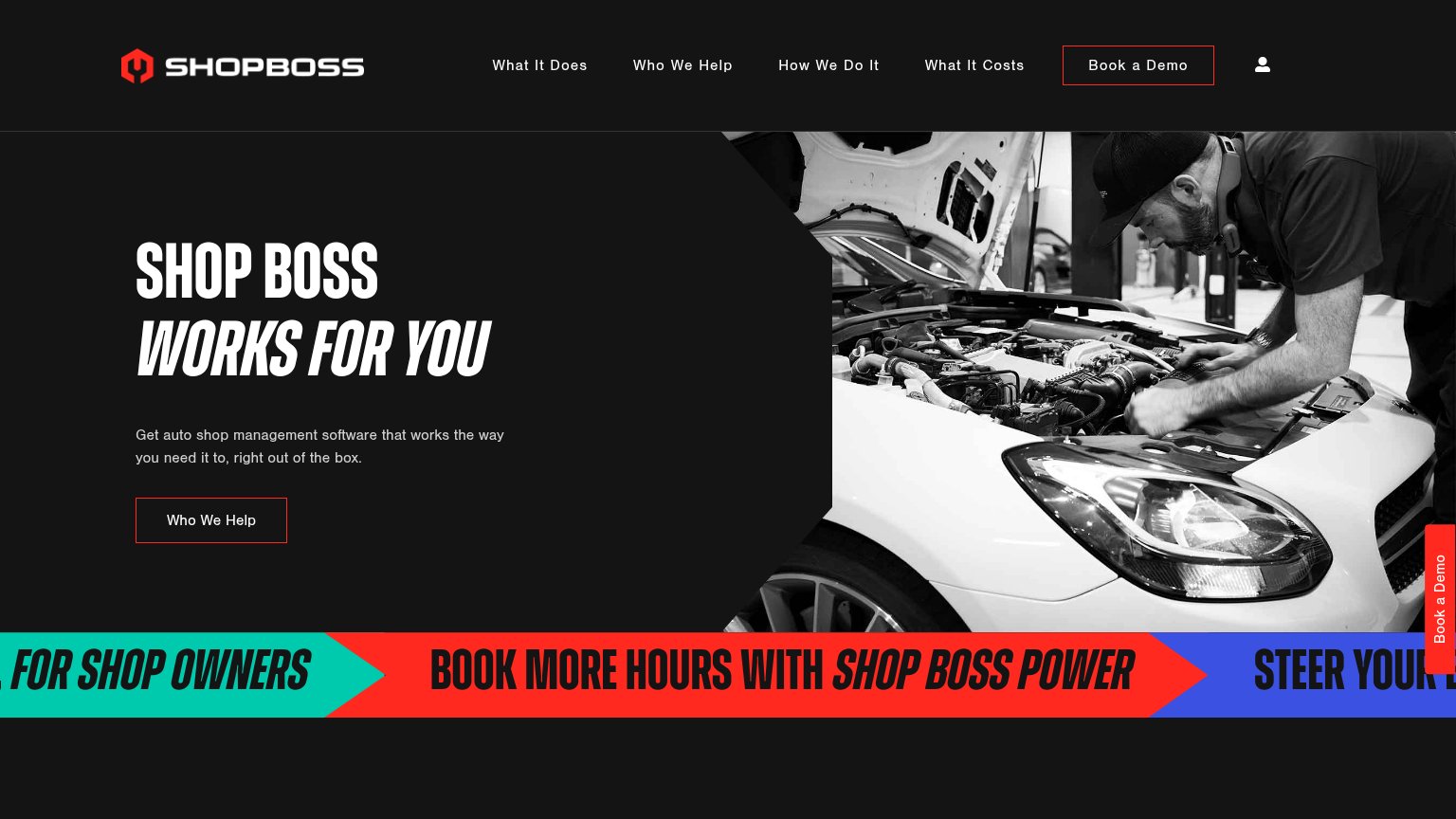 Shop Boss desktop capture for Information hierarchy