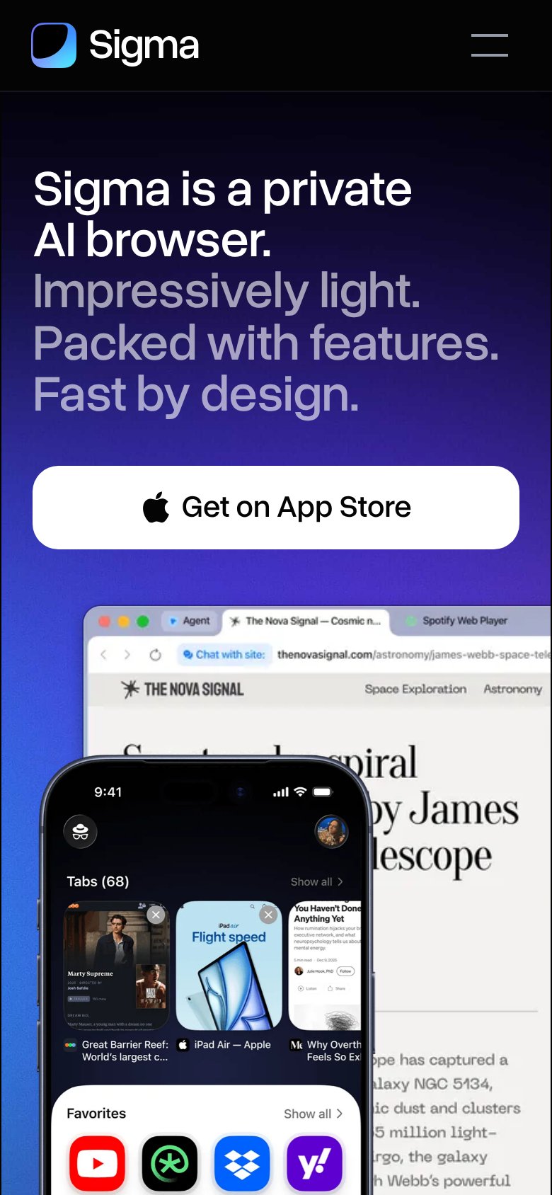 Sigma AI Browser mobile capture for Mobile web