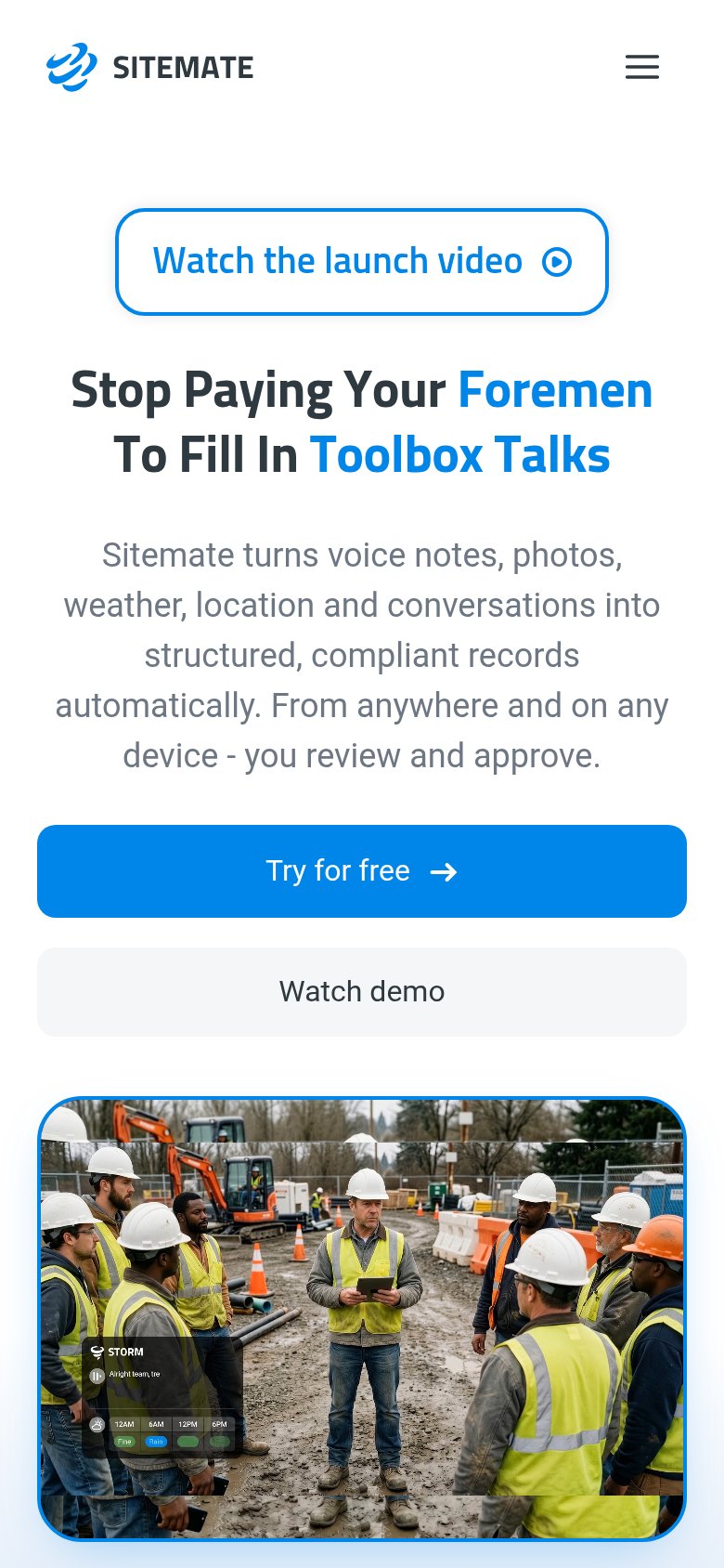 Sitemate (Dashpivot) mobile capture for Mobile web