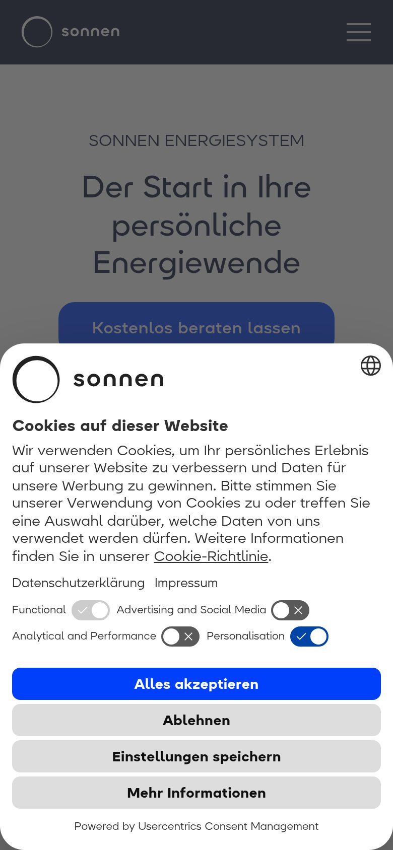Sonnen mobile capture for Mobile web