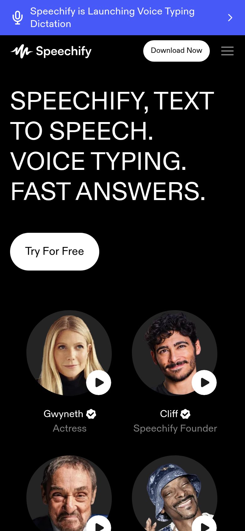 Speechify (Voice API) mobile capture for Mobile web