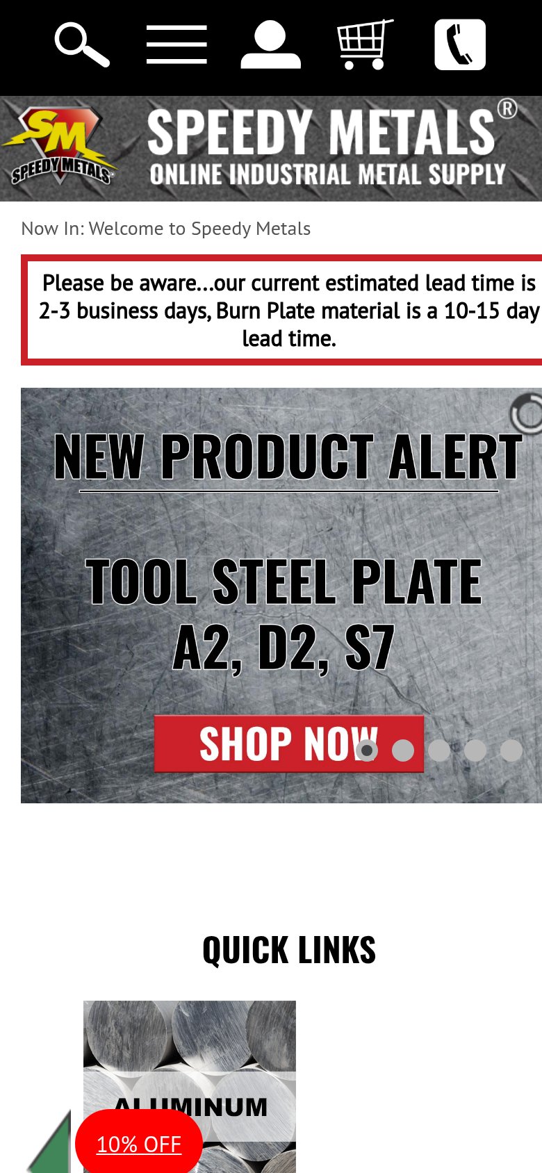 Speedy Metals mobile capture for Mobile web