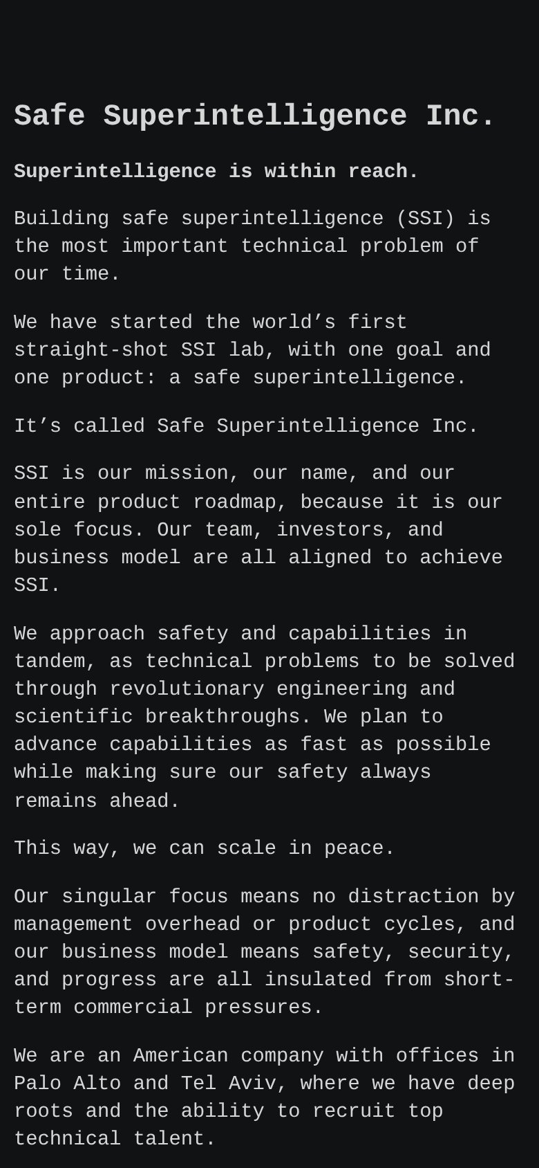 Safe Superintelligence (SSI) mobile capture for Mobile web