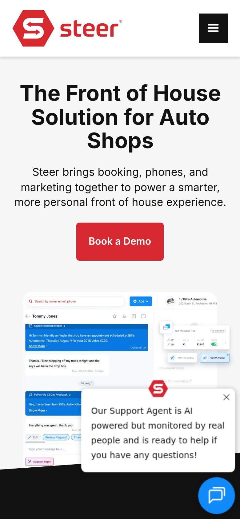 Steer (Steer AI Receptionist) mobile capture for Mobile web