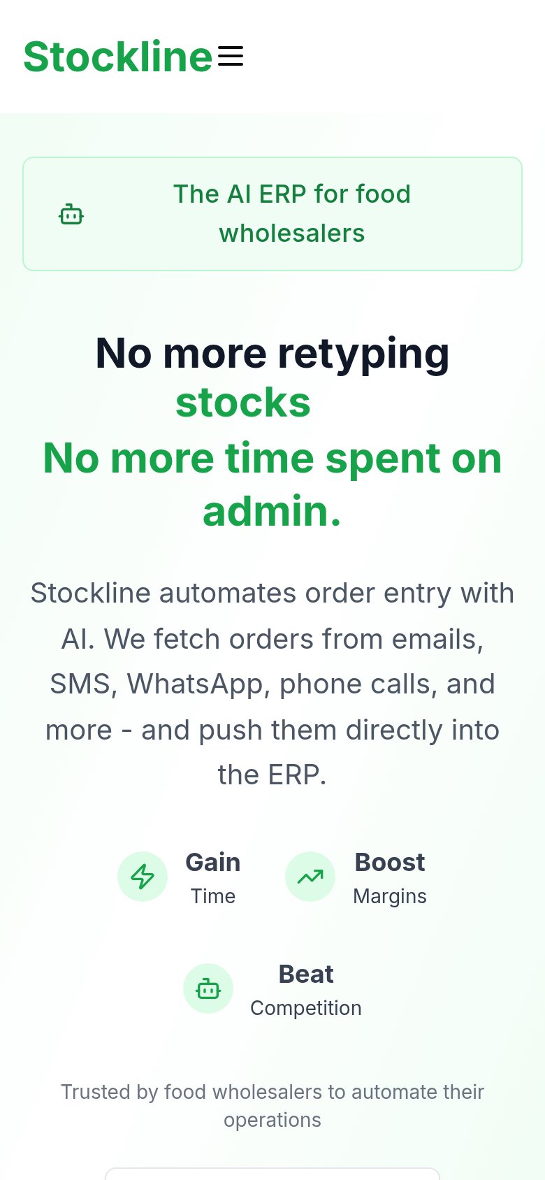 Stockline mobile capture for Mobile web