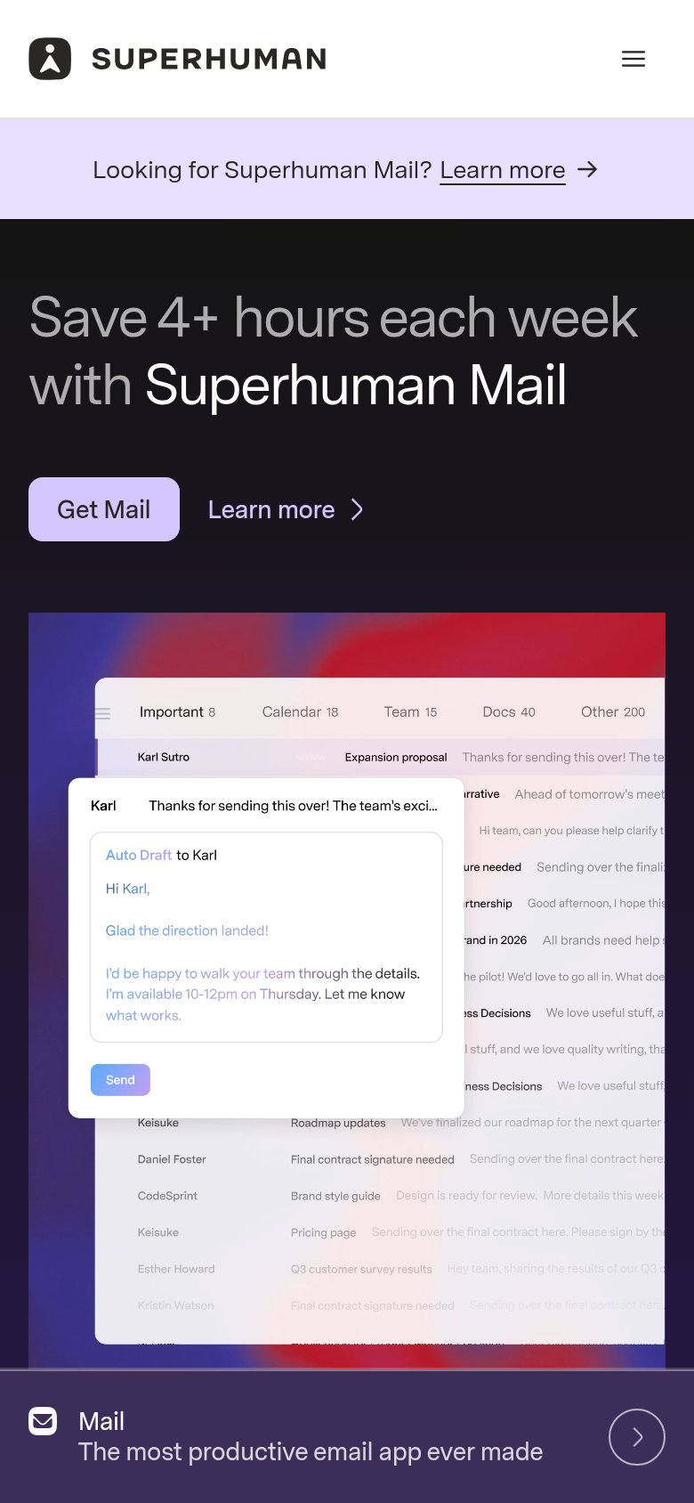 Superhuman mobile capture for Mobile web