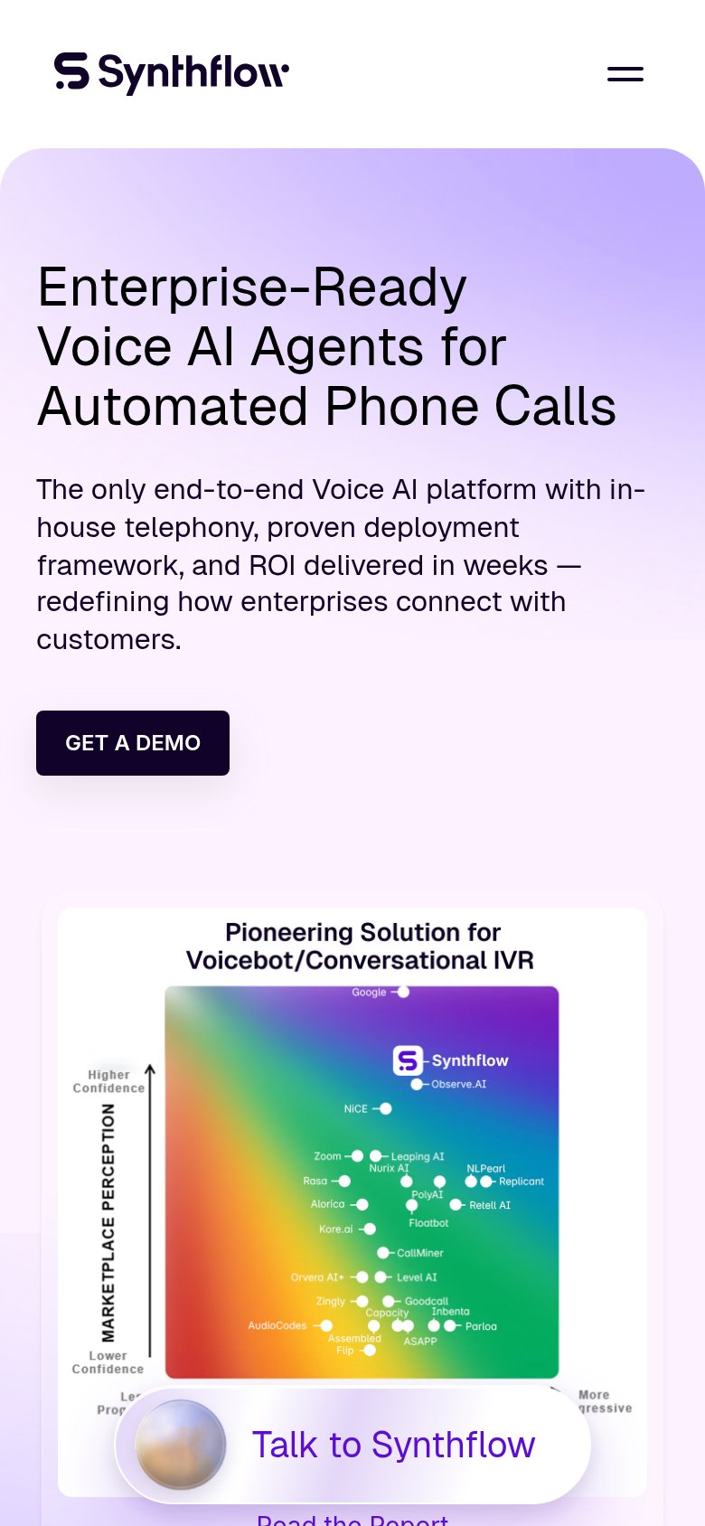 Synthflow AI mobile capture for Mobile web