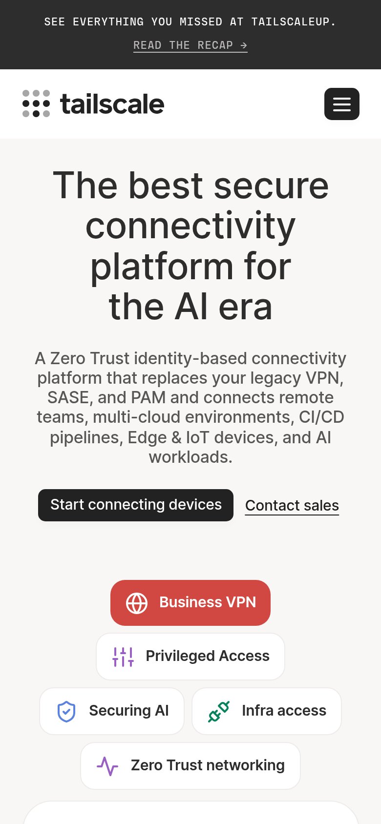 Tailscale mobile capture for Mobile web