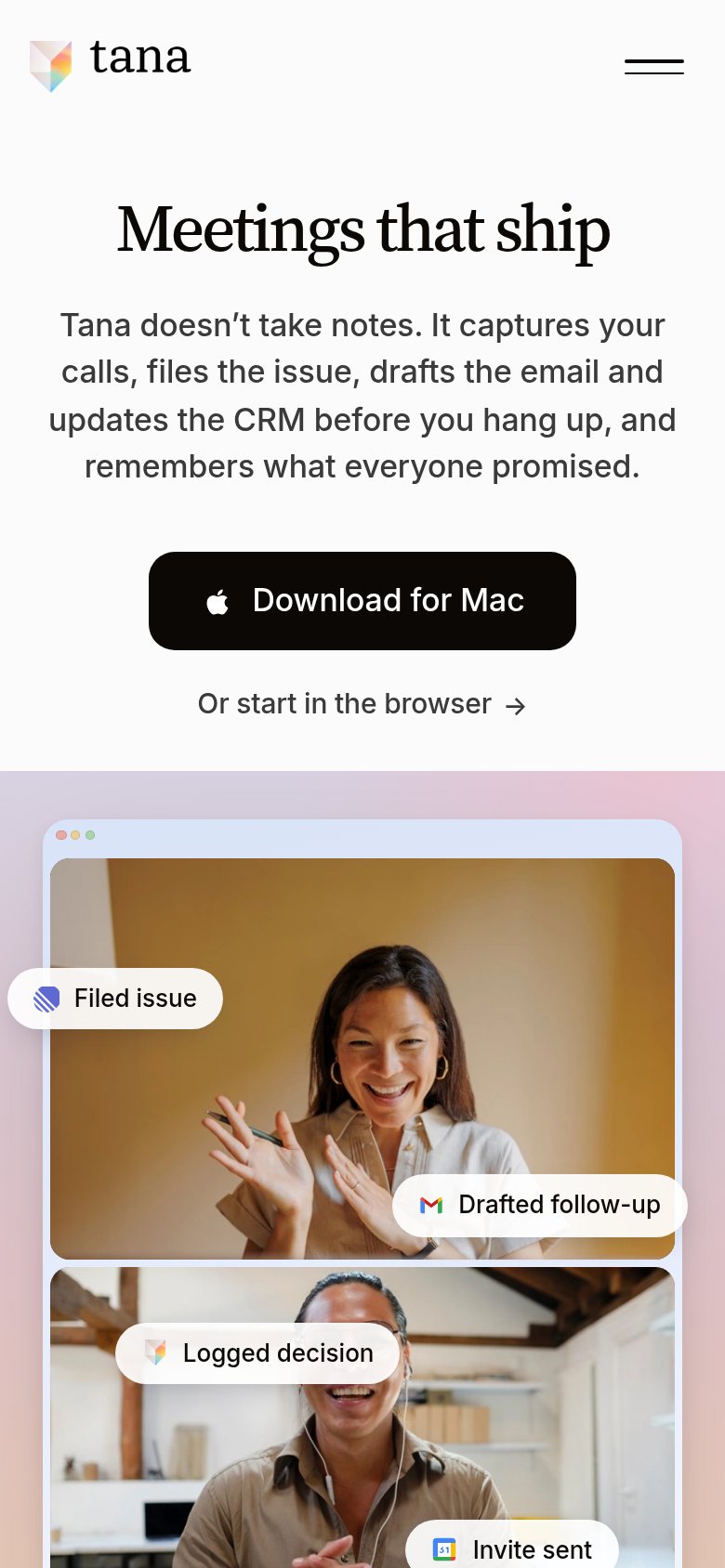 Tana mobile capture for Mobile web