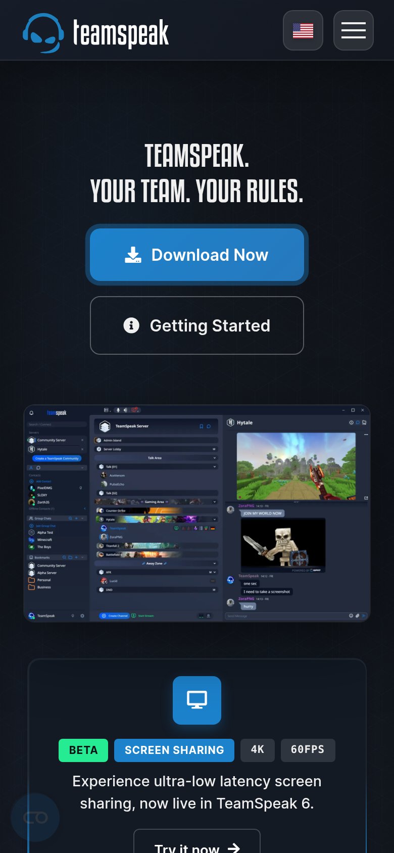 TeamSpeak mobile capture for Mobile web