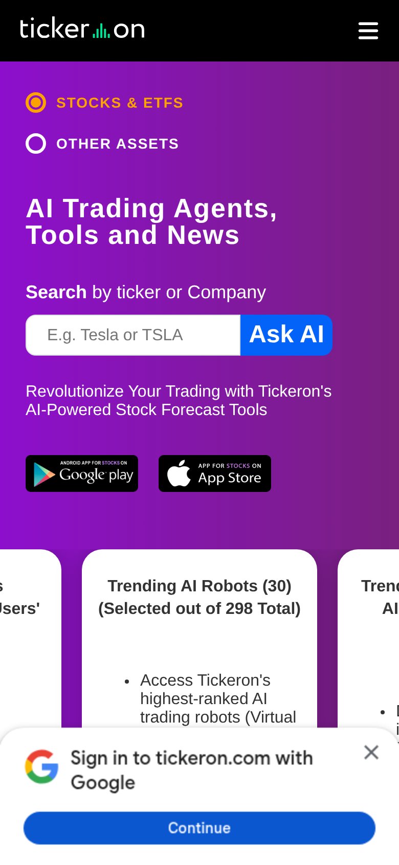 Tickeron mobile capture for Mobile web
