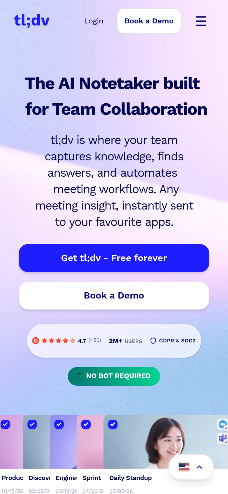 tl;dv mobile capture for Mobile web
