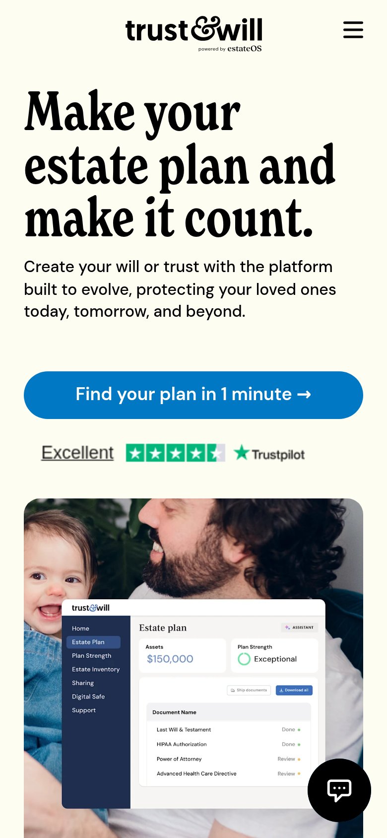 Trust & Will mobile capture for Mobile web